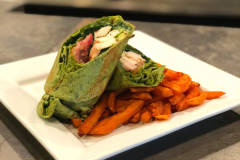 Chicken Wrap & Sweet Potato Fries
